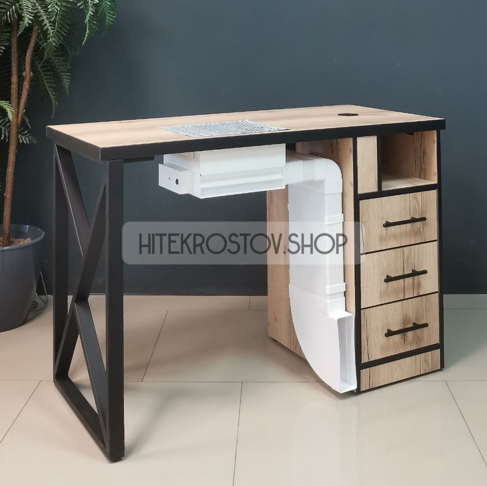 Стол маникюрный №64 + 4 розетки + вытяжка POLARUS фото