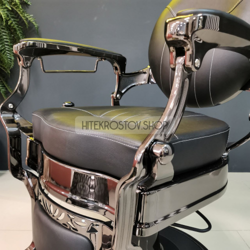 Кресло барбера CAESAR Black Сhrome Black VIP01 фото