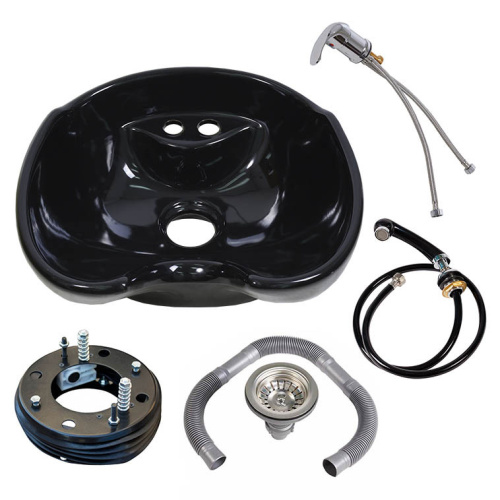 Раковина с комплектующими 013 черная/белая фото