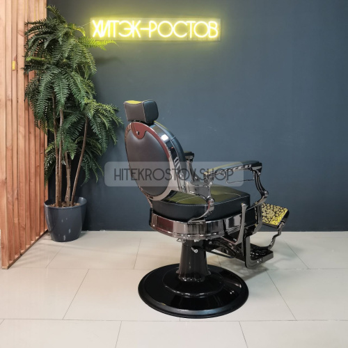 Кресло барбера CAESAR Black Сhrome Black VIP01 фото