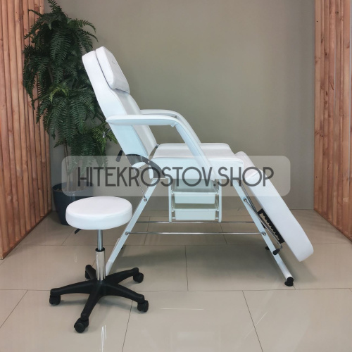 Кушетка косметологическая REST с лотками (белая) фото
