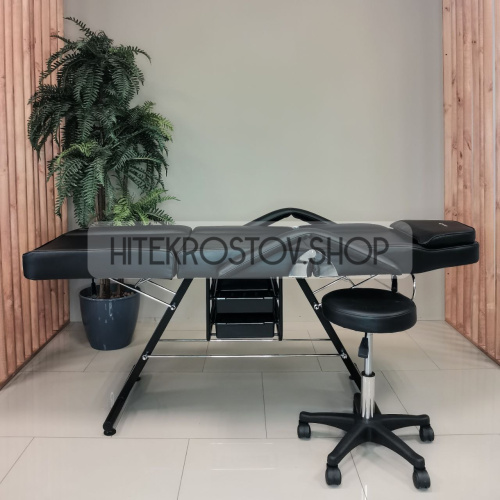 Кушетка косметологическая REST с лотками (черная) фото