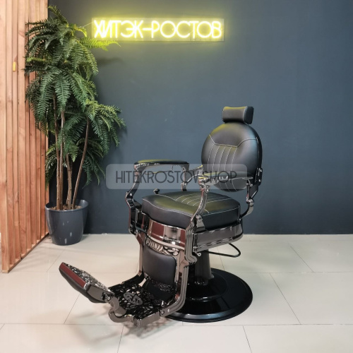 Кресло барбера CAESAR Black Сhrome Black VIP01 фото