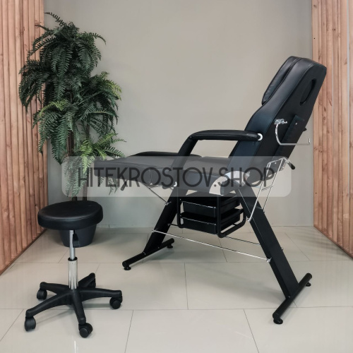 Кушетка косметологическая REST с лотками (черная) фото