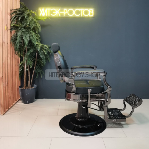 Кресло барбера CAESAR Black Сhrome Black VIP01 фото