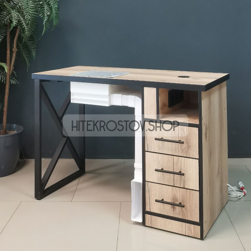 Стол маникюрный №64 + 4 розетки + вытяжка POLARUS фото