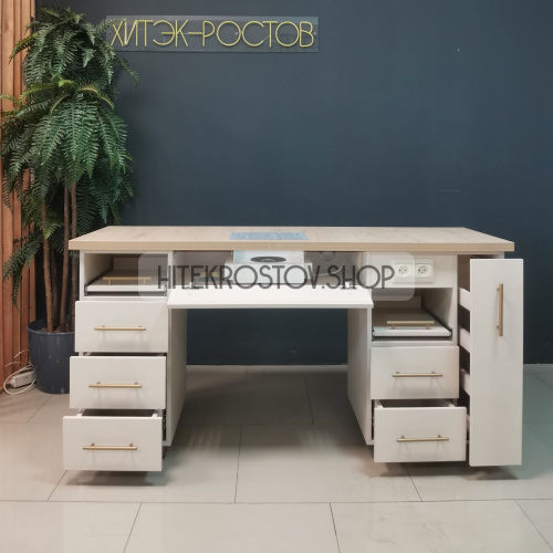 Стол маникюрный №63 + 6 розеток + вытяжка  фото