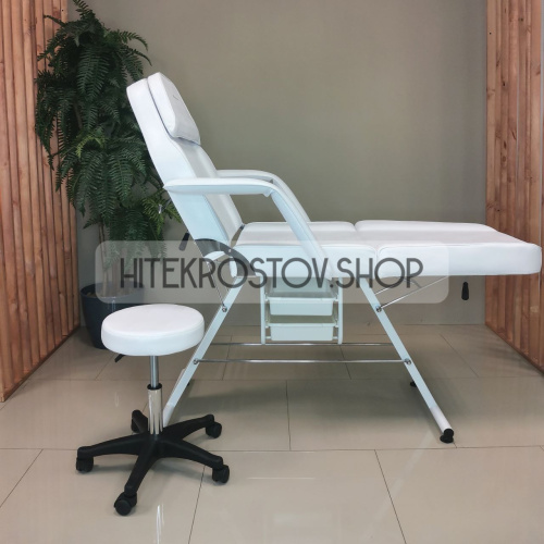 Кушетка косметологическая REST с лотками (белая) фото