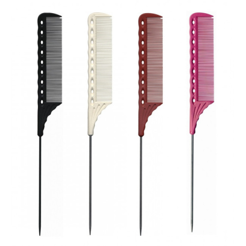 Расческа 116 хвост с метал (черн, розовый, красный, белый) фото