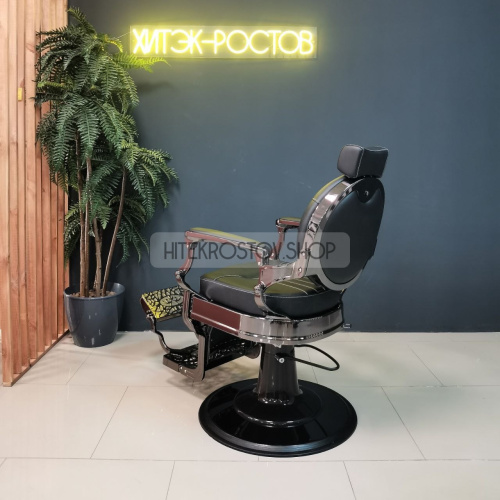 Кресло барбера CAESAR Black Сhrome Black VIP01 фото