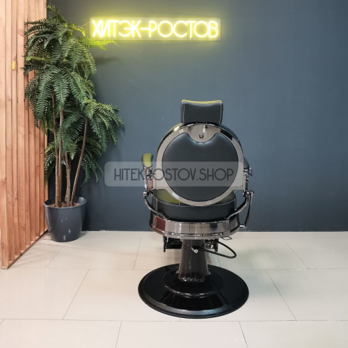 Кресло барбера CAESAR Black Сhrome Black VIP01 фото