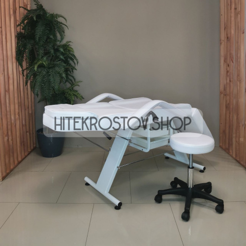 Кушетка косметологическая REST с лотками (белая) фото