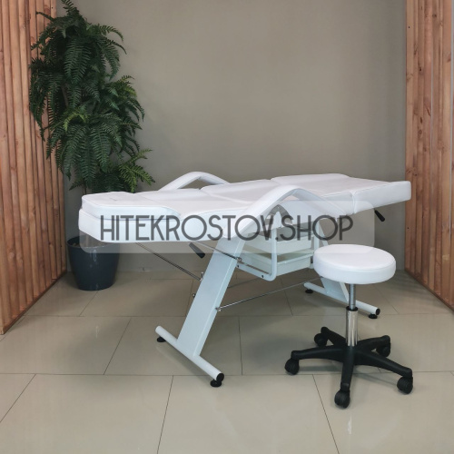 Кушетка косметологическая REST с лотками (белая) фото