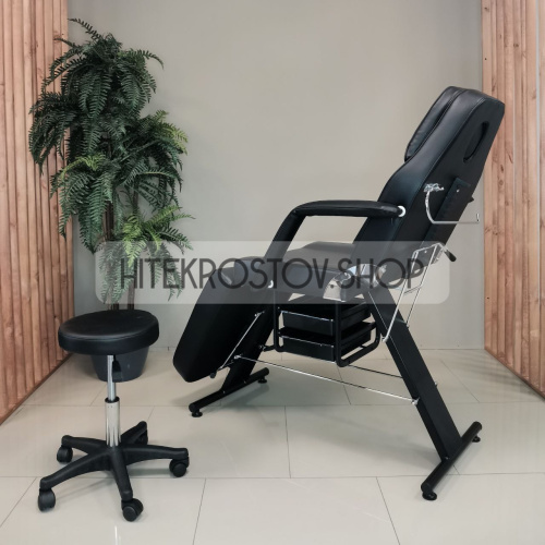 Кушетка косметологическая REST с лотками (черная) фото