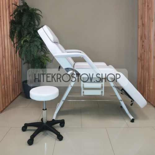 Кушетка косметологическая REST с лотками (белая) фото