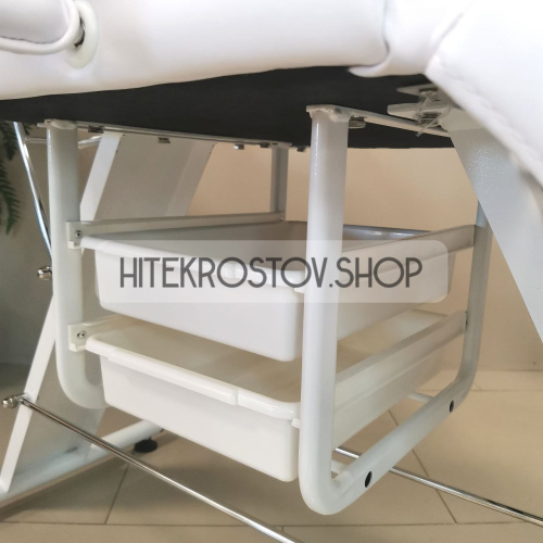 Кушетка косметологическая REST с лотками (белая) фото