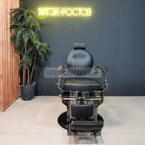 Кресло барбера CAESAR Black Сhrome Black VIP01 фото
