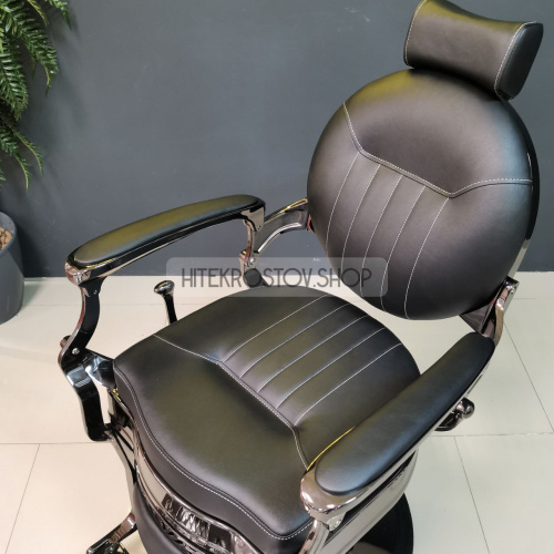 Кресло барбера CAESAR Black Сhrome Black VIP01 фото