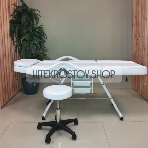 Кушетка косметологическая REST с лотками (белая) фото