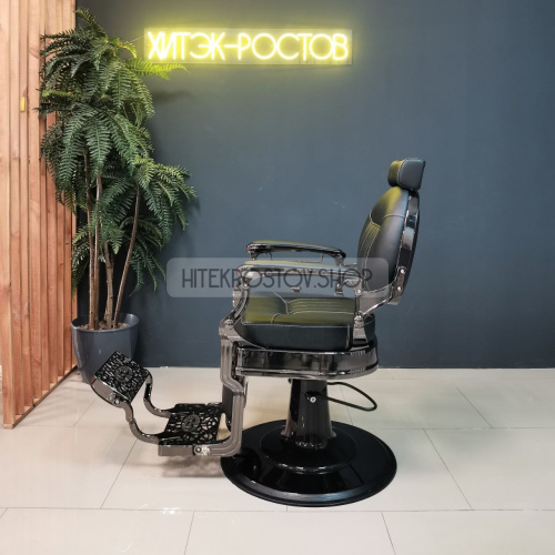 Кресло барбера CAESAR Black Сhrome Black VIP01 фото